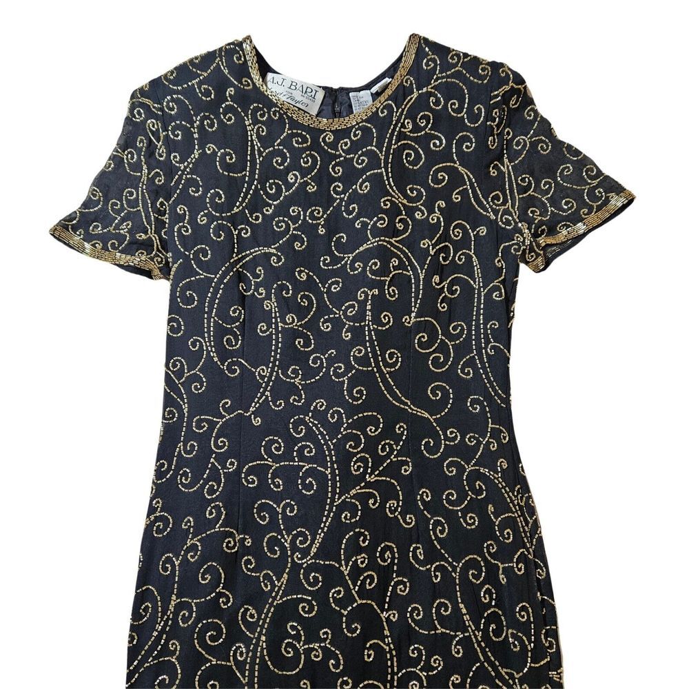 VTG AJ Bari Womens 8 Beaded Cocktail Dress Lord & Taylor Formal Party 80s